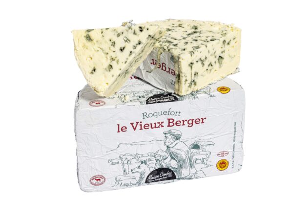 Queso ROQUEFORT LE VIEUX BERGER elaborado con leche cruda de OVEJA internacional disponible en QuesoQueso de Vanesa Cruz en Sevilla